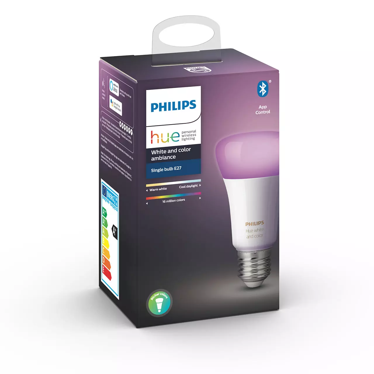 Kit de iniciación de 3 Bombillas inteligentes E27 con luz blanca y  multicolor de Philips Hue